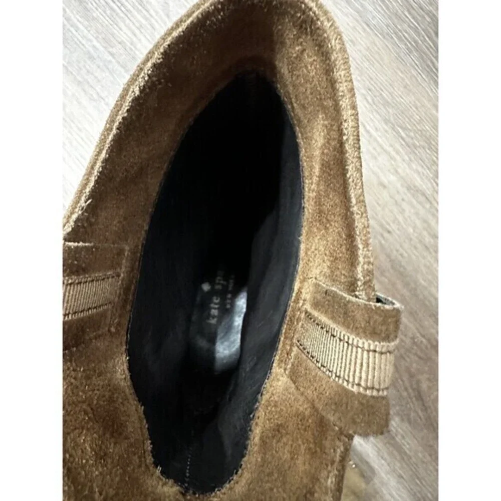 KATE SPADE New York BAISE bootie SIZE 9 M Block Heel Suede Leather Tobacco Brown